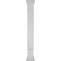 Ekena Millwork 8 W 8'H Craftsman Classic Square Non-Tapered Shaker Fretwork Column W Crown Capital & Crown Base