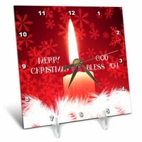 Горење свеќа, црвени снегулки. Среќен Божиќ. Бог да те благослови текст биро Часовник дц-319749-1