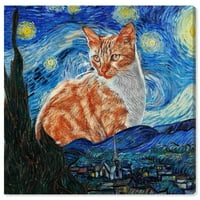 Wynwood Studio Inimalsивотни wallидни платно уметнички печати „Уметнички мачки“ мачки и мачиња - сина, портокалова боја