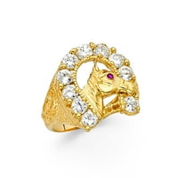 Накит од lu 14k жолто злато кубна цирконија cz среќна жолто злато потковица за модни годишнини прстени со големина 11