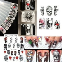 Чаршафи налепници за маникир за Ноќта на вештерките налепници на черепот за нокти поставени за клуб за забави за собирање фестивал