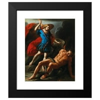 Giузепе Маруло Црн модерна врамена музејска уметност со наслов - Свети Мајкл го победи Луцифер