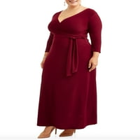 Ела Самани, плус големина на долги ракави со должина, класичен фустан за завиткување