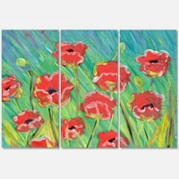 Gouache of Blooming Red Poppies сликање на платно уметнички принт