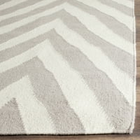 Dhurrie Deborah Chevron zigzag волна област, сив слонова коска, 8 '8' квадратни