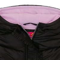 Пинк Платинум девојки солиден качулка Зимски пафер палто, големини 4-16