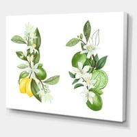 Дизајн на „Букети од цветаат гранки од лимон дрво на бело“ традиционално печатење на wallидови од платно
