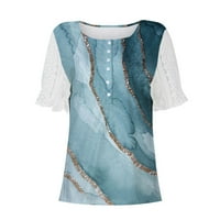Фрагарн женски летни врвови мода Чипка Краток Ракав печатење излегување блузи за жени крајбрежен одмор маица