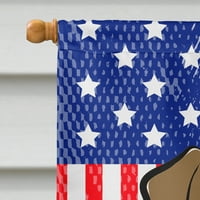 Каролини Богатства BB2163CHF Бог Да Го Благослови Американското Знаме Со Жица Коса Знаме Dachshund Платно Куќа Големина Голема