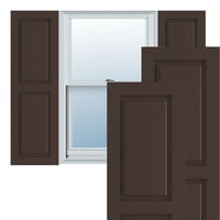 Ekena Millwork 18 W 80 H TRUE FIT PVC Два еднакви подигнати панели ролетни, суво грозје Браун