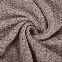 Женски Долги Ракави Екипажот Вратот Вафли Плетени Блуза Кошули Обични Лабави Преголеми Пуловер Џемпер Џемпер Врвови