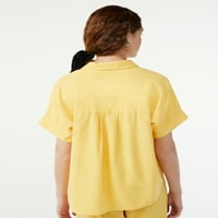 Бесплатно собрание на женското копче надолу со кошула со кратки ракави