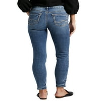 Co. Silver Jeans Co. Women'sенски суки средно издигнување слаби фармерки, големини на половината 24-36