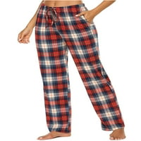 Предна Прошетка Жени Биволи Карирани Панталони Секојдневни Пижами За Половината Со Врвки Со Џебови Облека За Спиење