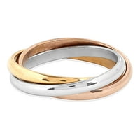 Крајбрежен накит три бои не'рѓосувачки челик испреплетен прстен на троен опсег