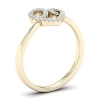 1 10CT TDW Diamond 10K жолто злато отворено срце моден прстен
