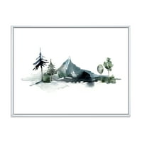 DesignArt 'Минималистичка ела шума и зимски планини II' Современа врамена платна wallидна уметност печатење