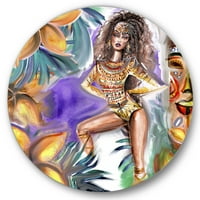 DesignArt 'Tropical Warrior Woman ’Традиционална метална wallидна уметност - диск од 36