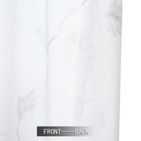 Лунси 90гсм Глог Извезени Ниво Мала Завеса Лен Текстура Прачка Џеб Краток Прозорец Завеса, бела, 26 x36 x2