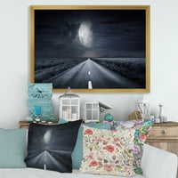 Дизајнрт „Облачна полна месечина над асфалтскиот пат III 'Наутички и крајбрежен врамен уметнички принт