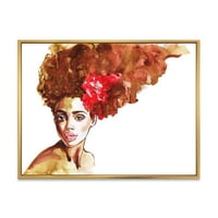 Дизајн на „Портрет на млада жена од Афроамериканка II“ модерна врамена платно wallидна уметност печатење