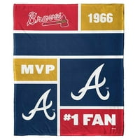 Atlanta Braves MLB Colorblock Персонализирана свилена допир Шерпа 50 60 Фрли ќебе
